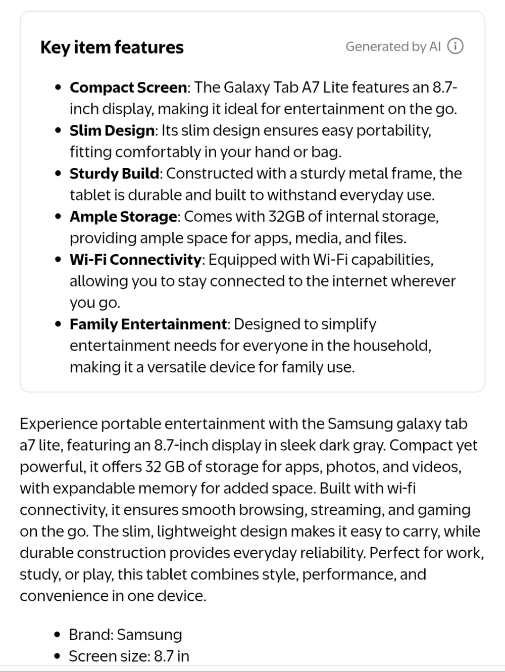 Samsung Tablet in Dark Gray